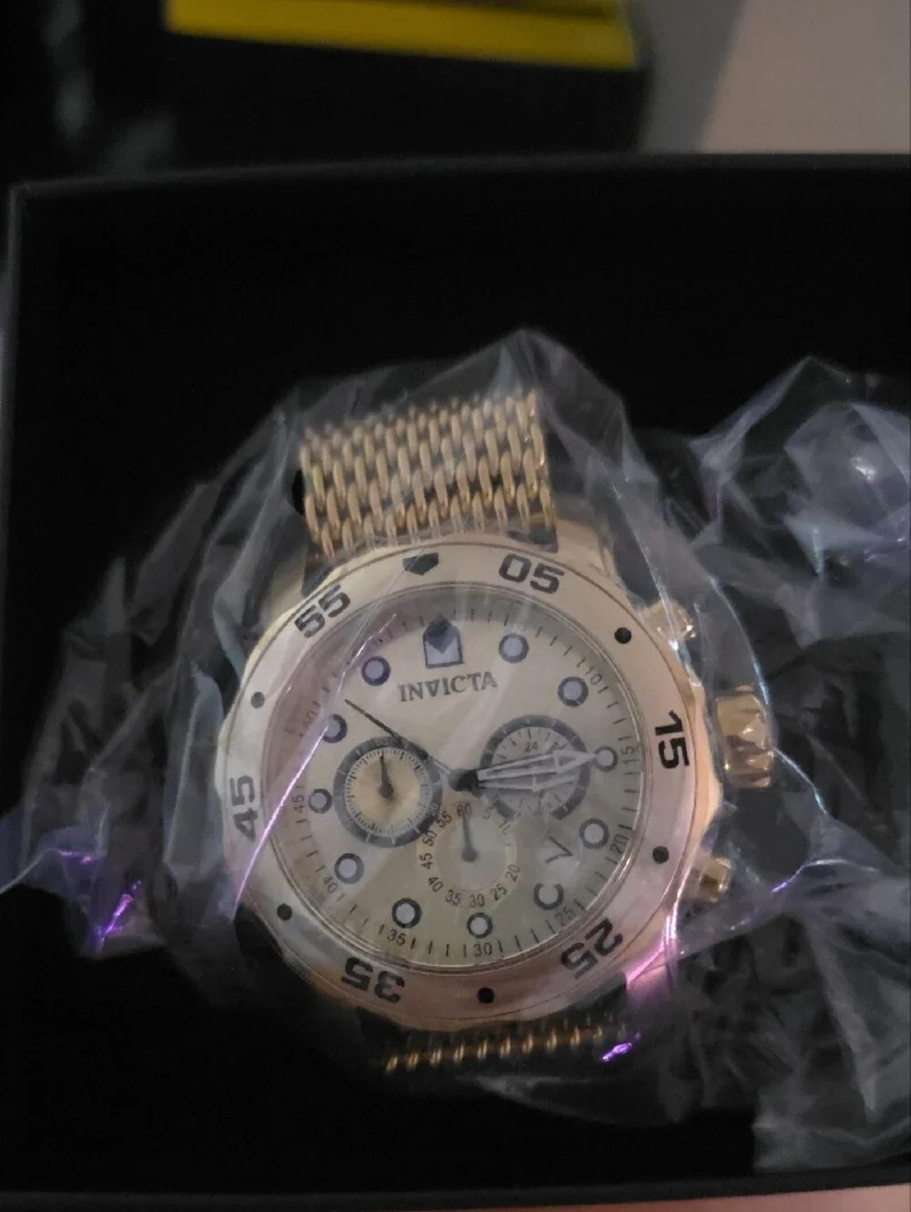 Invicta Gold Mesh Bracelet Chronograph Watch